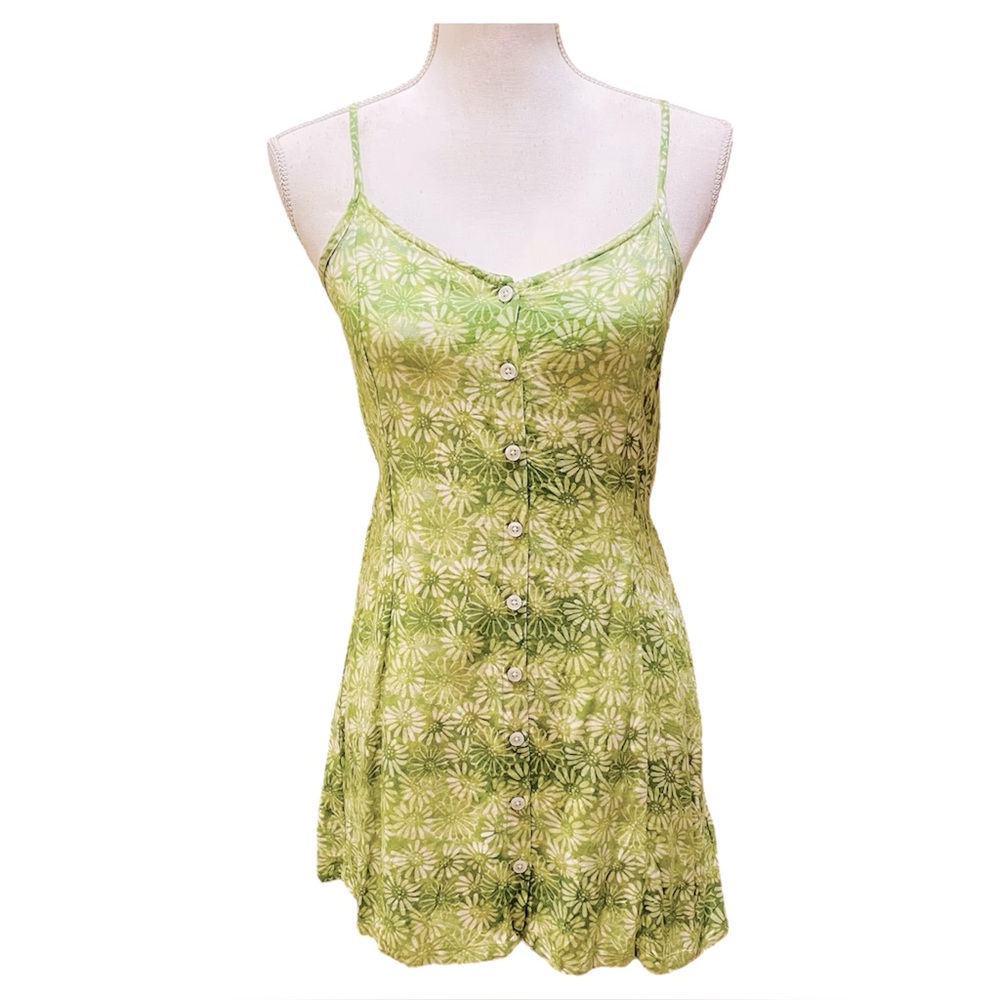 American Eagle Green Floral Button-Up Dress Medium